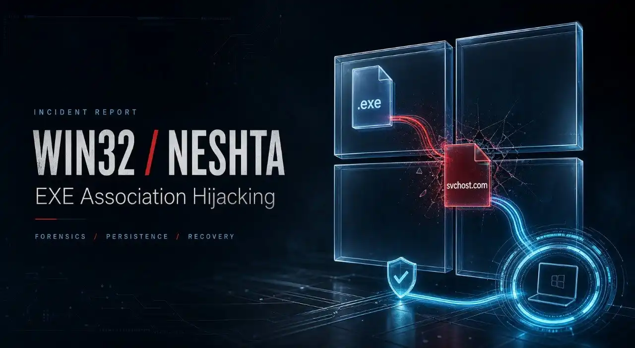 پاک‌سازی Neshta، تحلیل Persistence و File Association، رفع اختلال فایل‌ ویندوز.