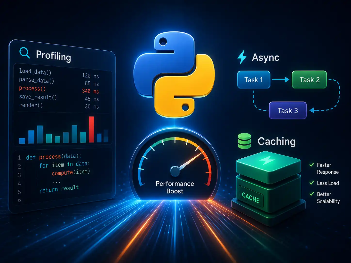 بهینه‌سازی Performance در :Pythonاز Profiling تا Async و Caching