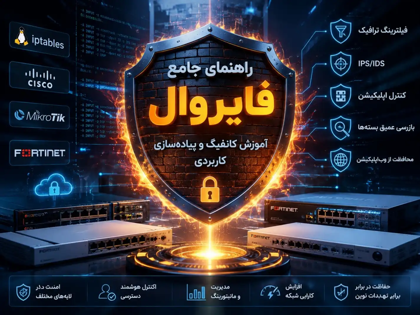 راهنمای جامع انواع فایروال به همراه آموزش کانفیگ و پیاده‌سازی کاربردی